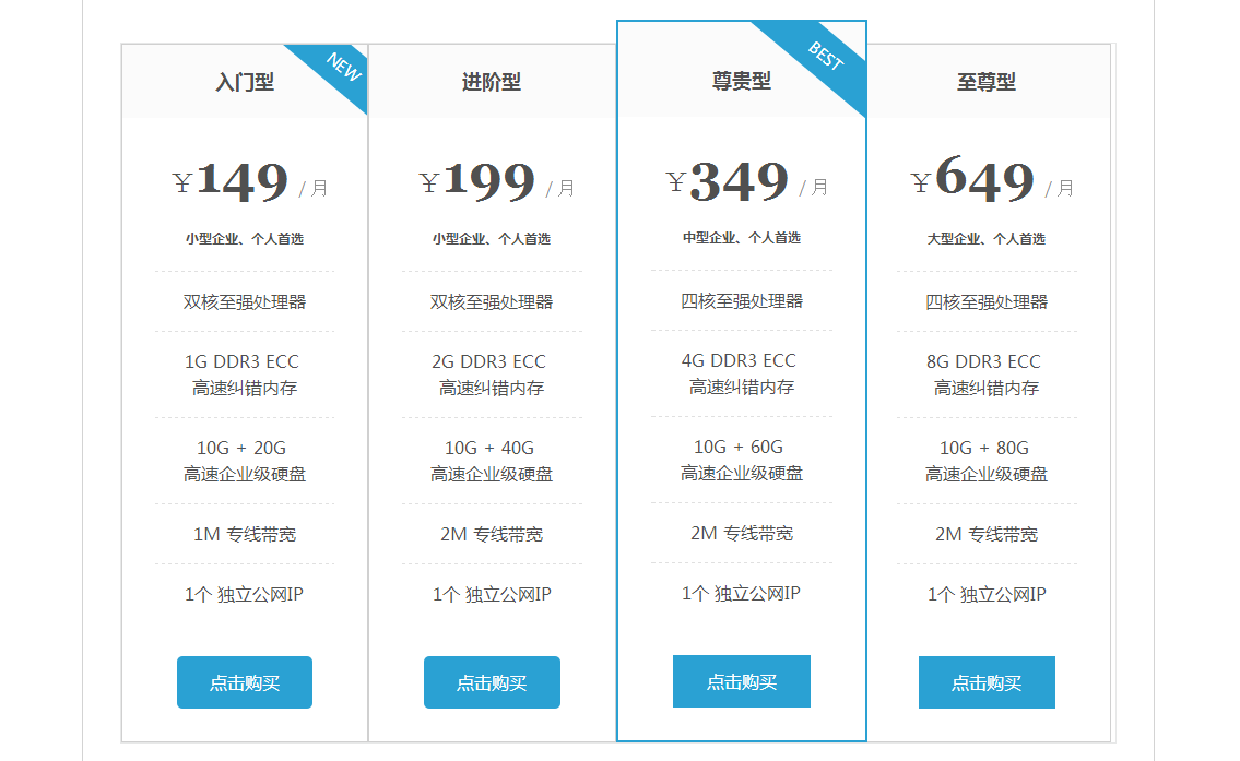 纯CSS3实现漂亮的价格表样式代码