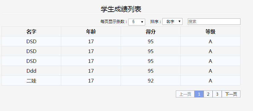 带搜索的jQuery表格插件