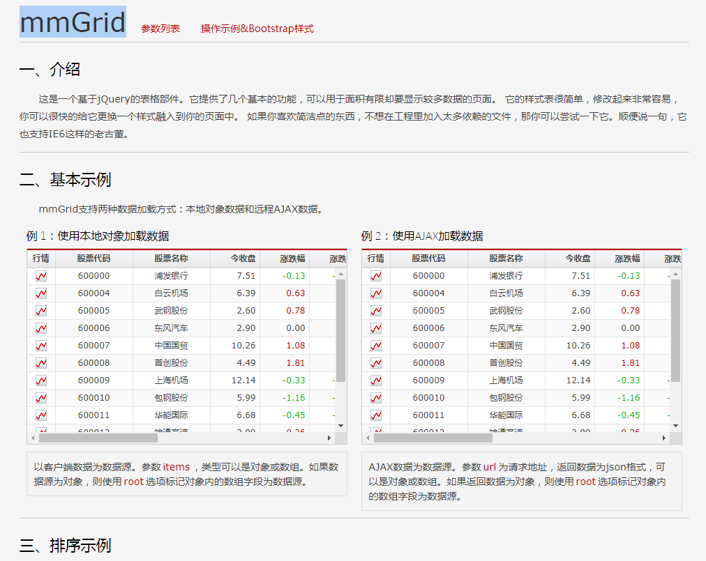 mmGrid表格插件