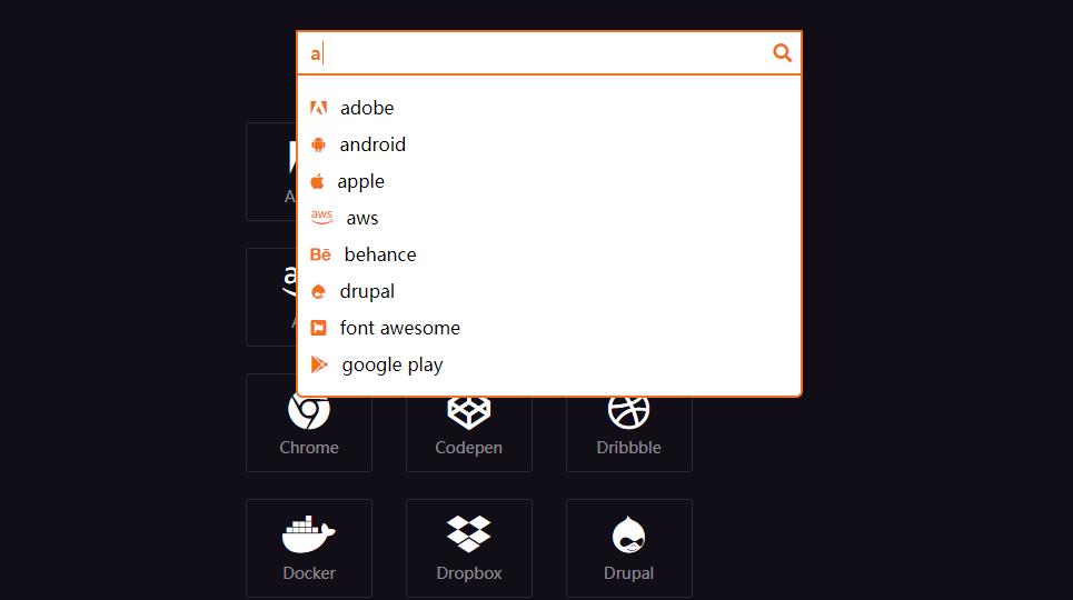 html5图标下拉搜索框自动匹配代码