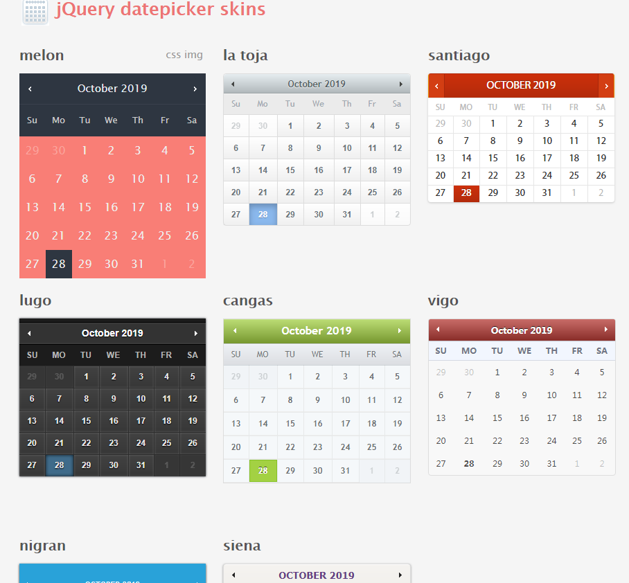 日历插件jquery-datepicker-skins