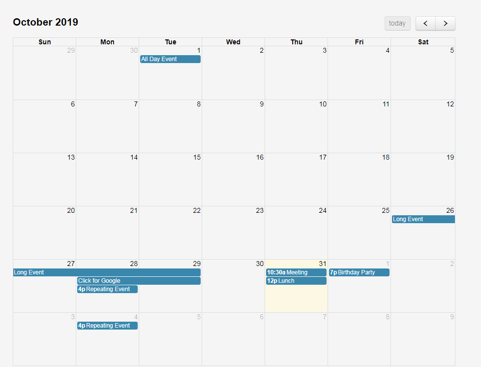 日历插件FullCalendar