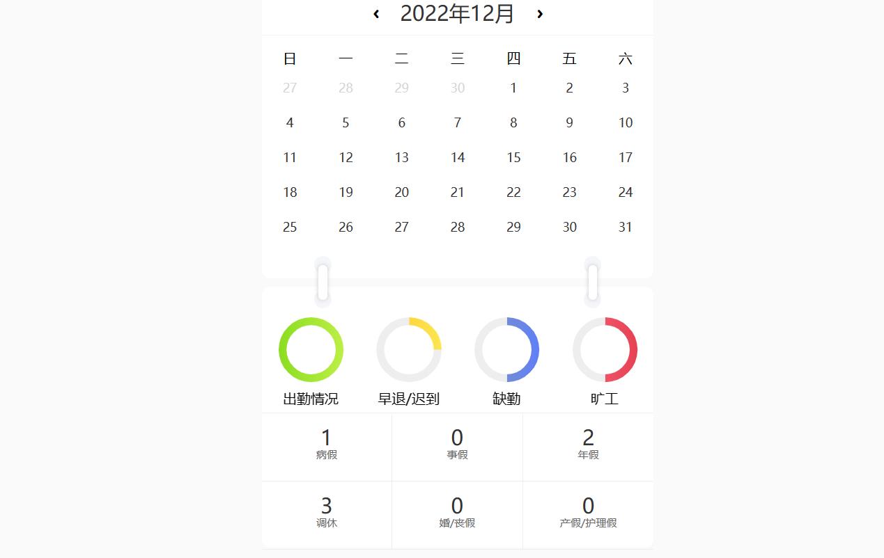 js基于echarts制作日历考勤表代码