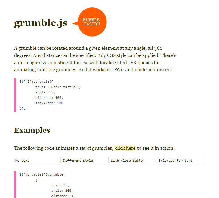 气泡形状提示插件grumble.js