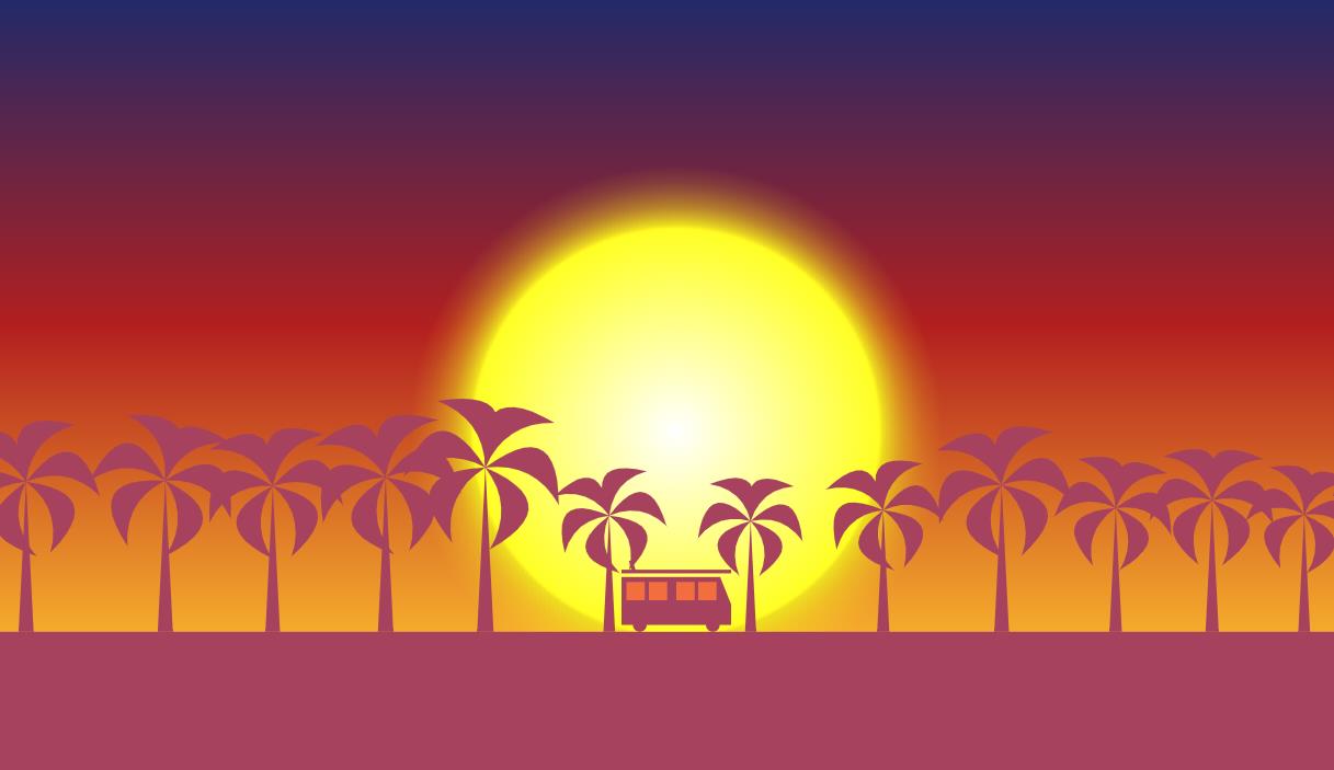 js canvas太阳落下场景动画特效