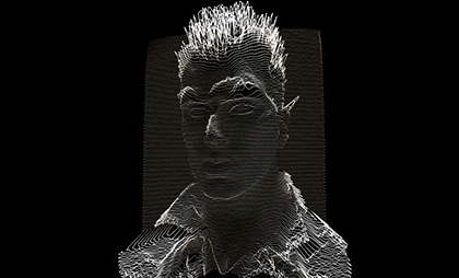 酷炫黑色HTML5 3D线条凹凸人物头像动画特效