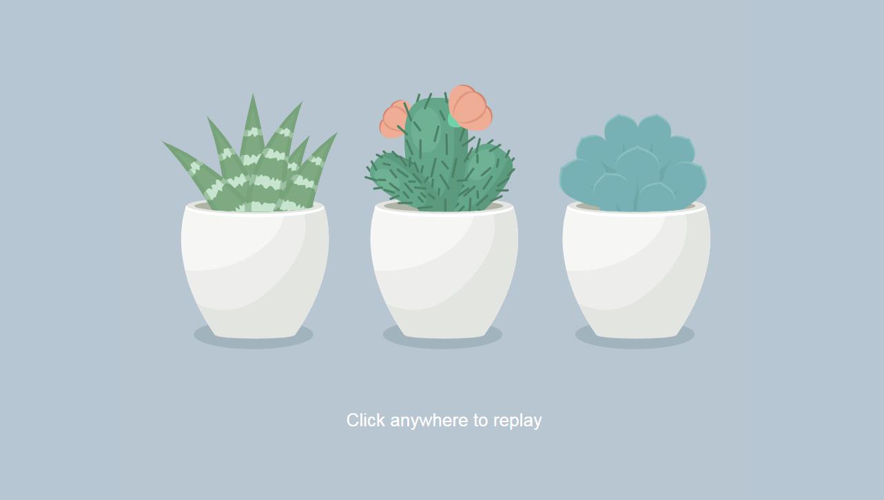 html5 svg卡通盆栽植物动画特效