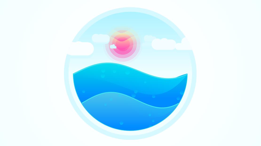 html5天空白云海浪场景动画特效