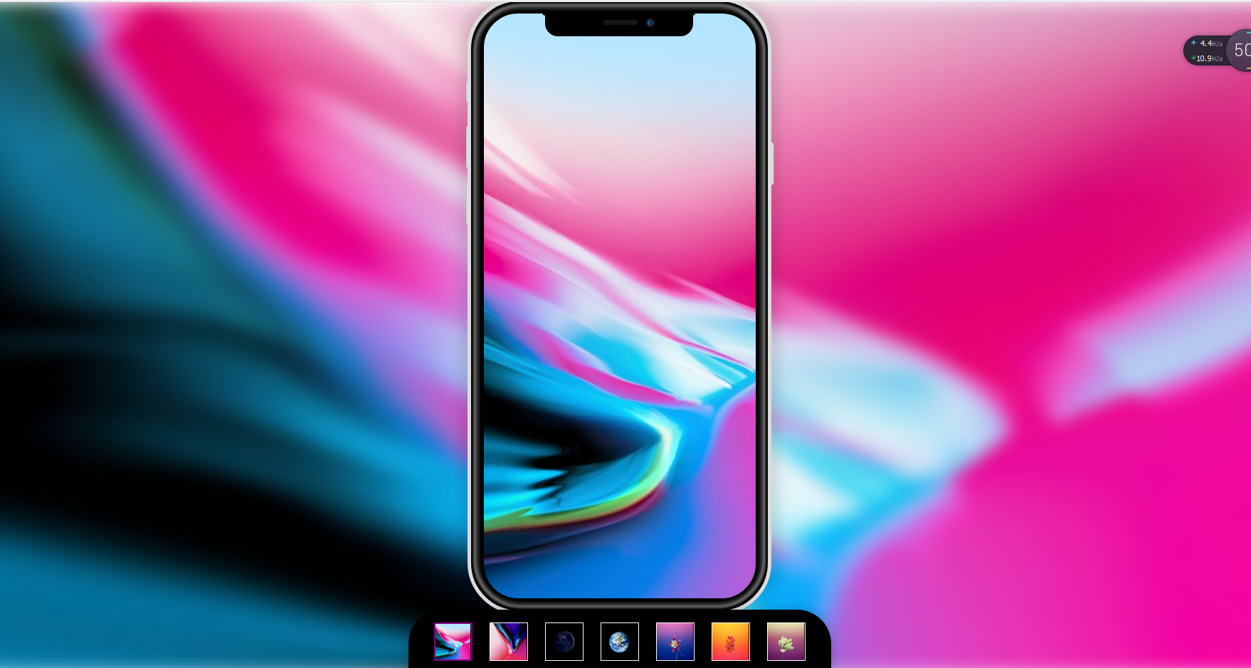 CSS3 做出iPhoneX手机屏幕背景和页面背景图片同时切换特效