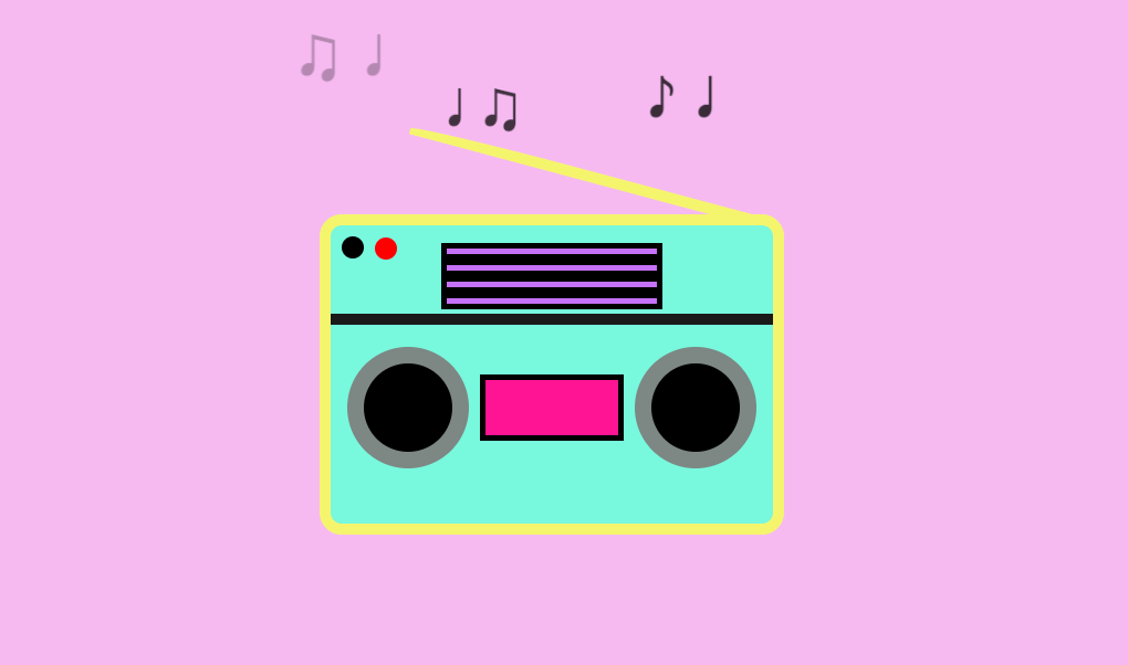 卡通的收音机音符动画特效