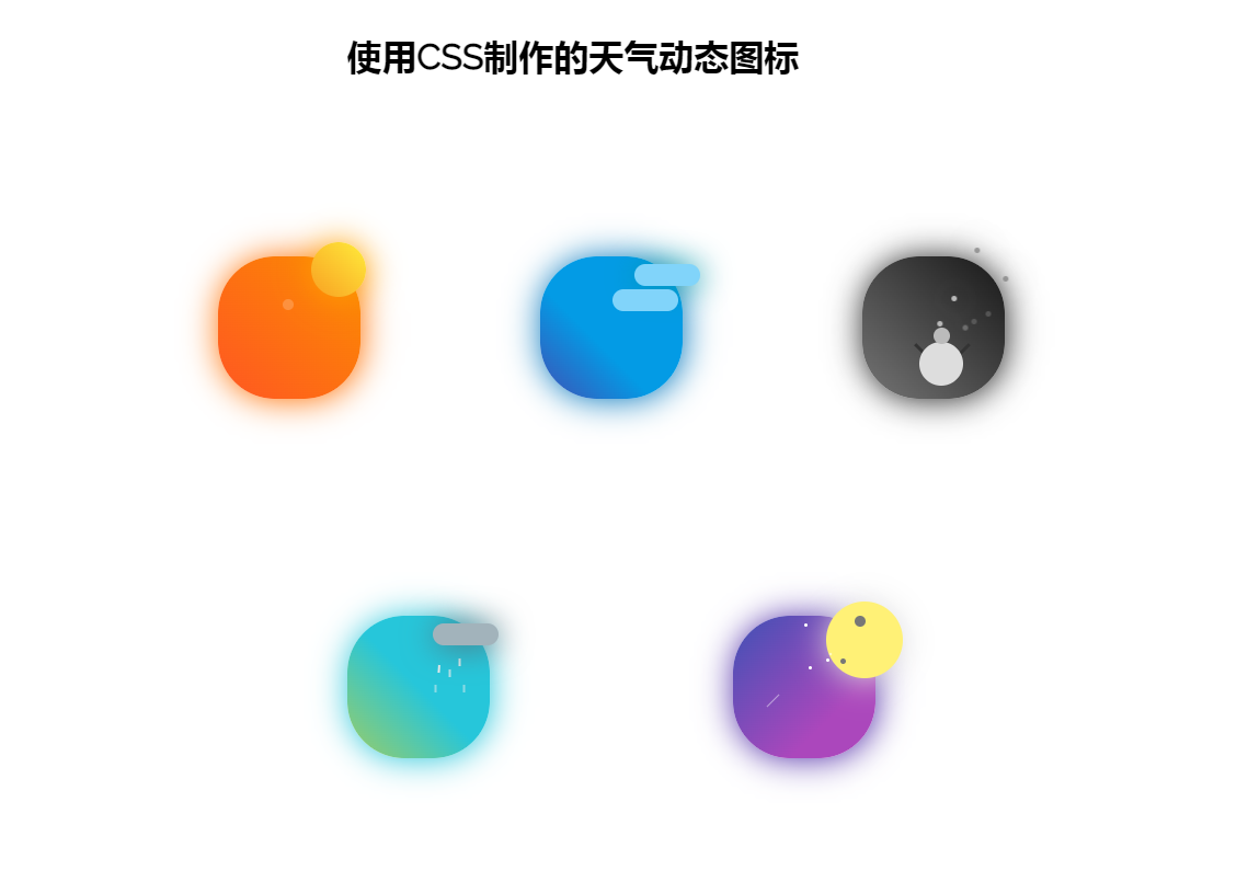 纯css各种天气样式动画图标