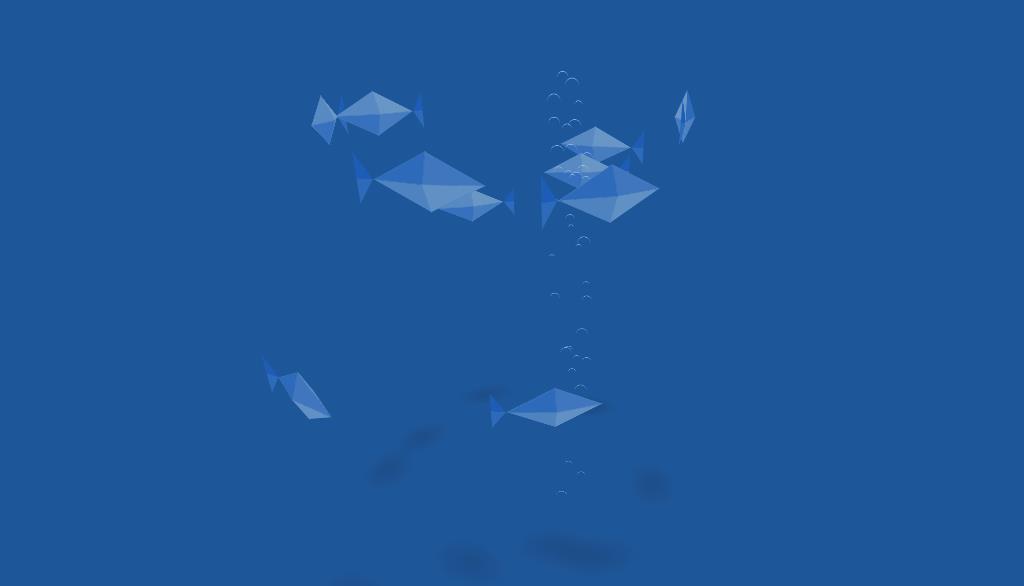 css3海底冒泡和3D多角鱼群动画特效