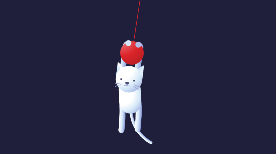 css3猫挂在线球上左右摇摆动画特效
