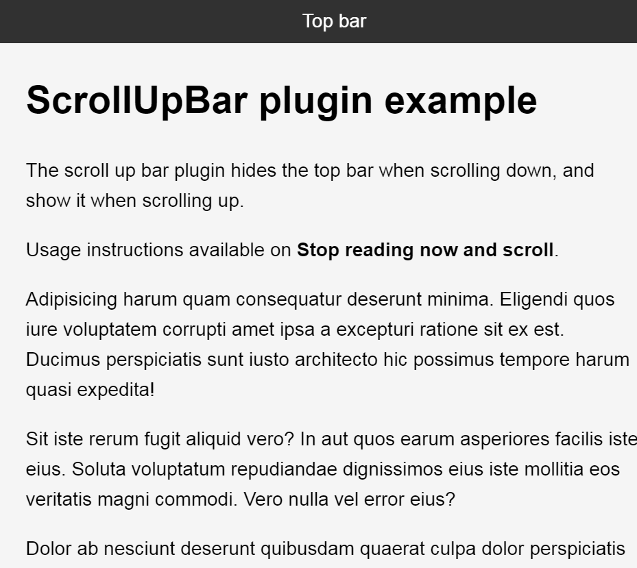滚动隐藏或显示顶部插件ScrollUpBar Plugin