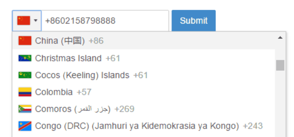 国际电话区号选择插件intlTelInput.js