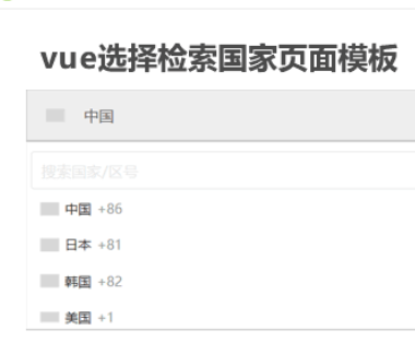 vue选择检索国家页面模板