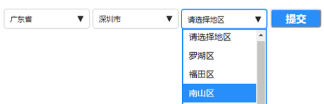 div模拟下拉省市级联三级联动
