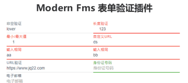 Modern Fms 表单验证插件